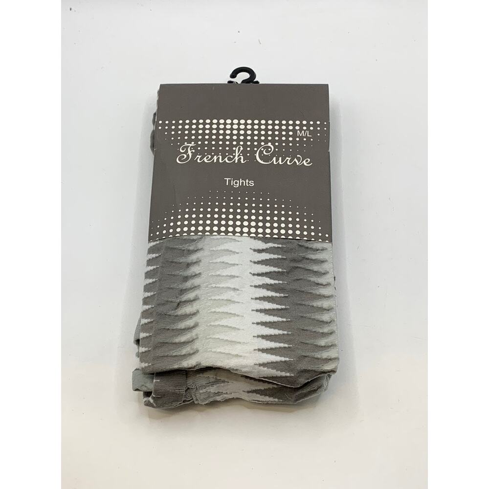 FRENCH CURVE Women's Gray-White Sheer Printed Pull-On Tights SZ M/L